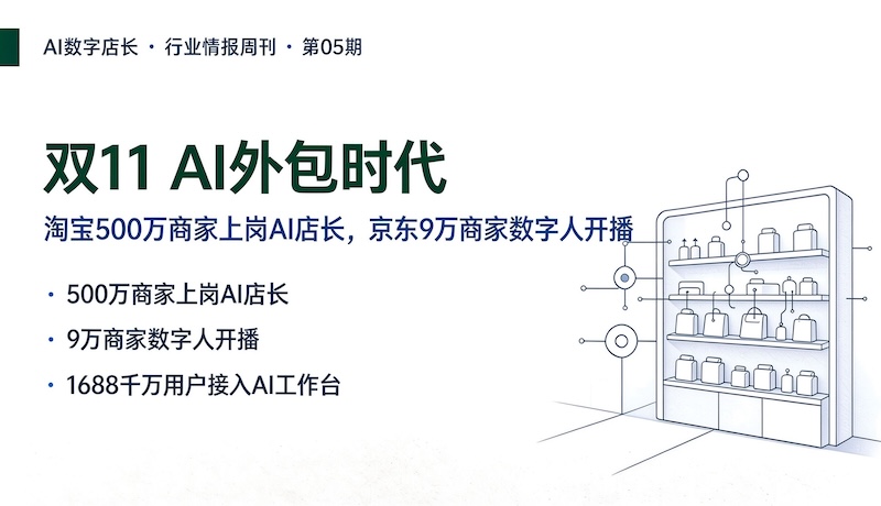 双11 AI外包时代:淘宝500万商家上岗AI店长,京东9万商家数字人开播